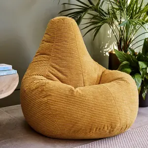 icon Dalton Corduroy Bean Bag Chair Ochre Yellow Recliner Bean Bags