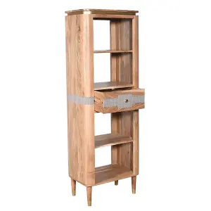 Wilton Slim Bookcase with 1 Drawer - Acacia Wood - L40 x W60 x H175 cm