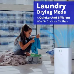 25L Day Low Energy Dehumidifier Laundry Drying Mode Dust Filter Energy Efficient