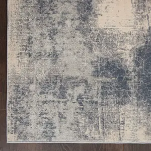 Blue Ivory Luxurious Modern Rustic Textures Rug For Bedroom & Living Room-120cm X 180cm