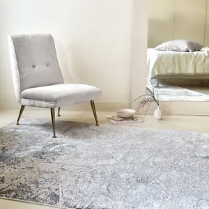 Grey Modern Easy to Clean Abstract Optical/ (3D) Rug For Dining Room Bedroom And Living Room-120cm X 170cm