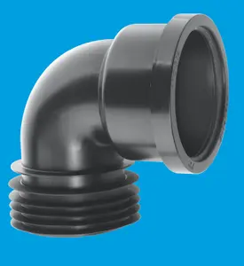 McAlpine DC90-BL Black 4"/110mm 90 degree Drain Connector with Boss