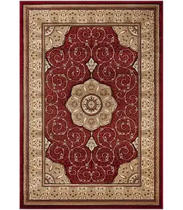 Abaseen 160x230 cm Red Royal Tabriz Rug Classic Oriental Rug 10mm Soft Pile Washable Area Rugs for Home and Office