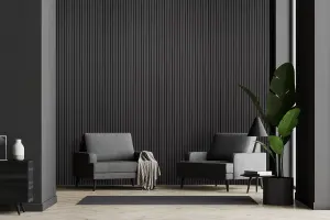 Fuse Acoustic Wooden Wall Panel in Charcoal Oak, 2.4m x 0.6m