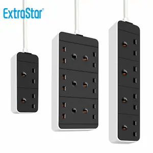 Extrastar 4 Way 2 Meter Extension lead (Black), 13A