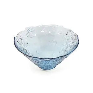 Recycled Glass Beyond The Sea Blue/Clear Kitchen Dining Conical Bowl (Diam) 30cm