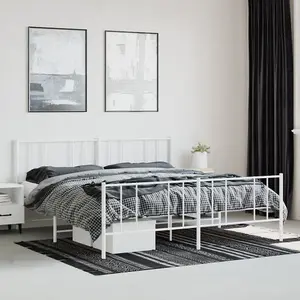 Berkfield Metal Bed Frame with Headboard and Footboard White 200x200 cm