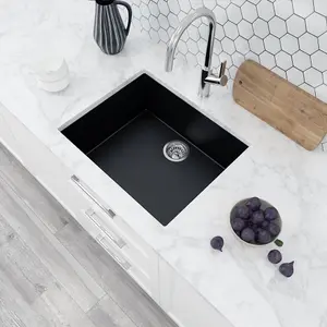 Astini Scuti 1.0 Large Bowl Black SMC Synthetic Inset/Undermount Kitchen Sink