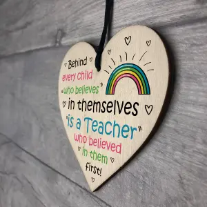 Red Ocean Teacher Appreciation Thank You Gifts - Wooden Heart Gift For Teacher - Teacher Gifts For Women