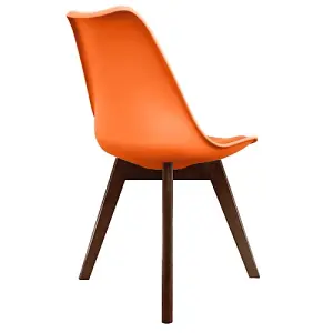 Soho Orange Plastic Dining Chair with Squared Dark Wood Legs