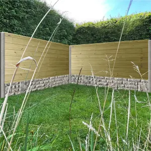 Ultimate Horizontal Tongue & Groove Fence Panel (Pack of 5) Width: 6ft (183cm) x Height: 3ft Interlocking Planks Fully Framed