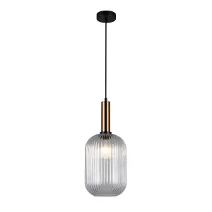 Luminosa Modern Hanging Pendant Brass 1 Light  with Clear Shade, E27