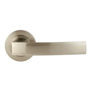 Colours Beauce Nickel effect Aluminium Straight Latch Door handle (L)115mm