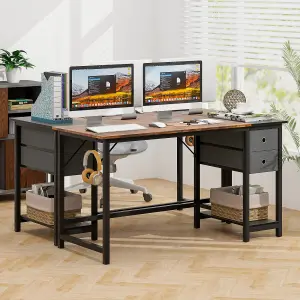 Costway 140 cm Home Office Desk Writing Desk Modern Computer Workstation with 2 Drawers