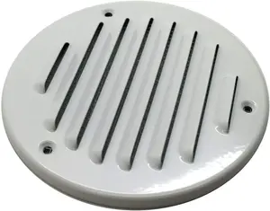 White Louvred Wall Vent Grille with Flyscreen, Fits 100 mm / 4 in Ducts, Round Ventilation Grille with Flat Back