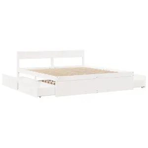 Berkfield Bed Frame without Mattress White 180x200 cm Super King Solid Wood Pine