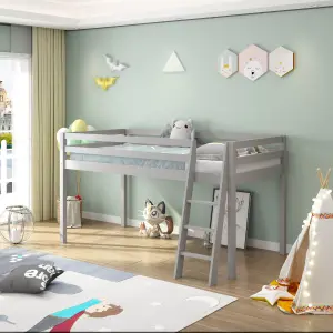 Children Bunkbed Mid Sleeper , Pine Wooden Kids Bed , Children bedroom Furniture , Grey Kids Bed