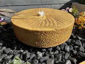 Granite Millstone Water Feature - Mains Powered - Natural Stone - L50 x W50 x H10 cm