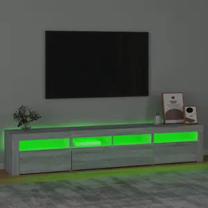 Berkfield TV Cabinet with LED Lights Grey Sonoma 210x35x40 cm