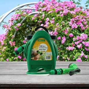 Garden 10m Hose Reel Watering Gun Compact Portable Hose Pipe Cart Sprayer