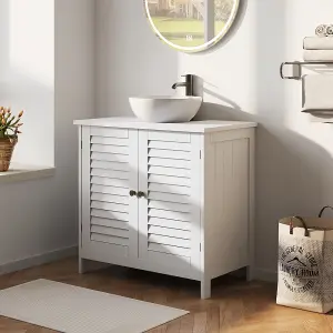 Bathroom Storage Under Sink Cabinet White Wooden Bathroom Vanity Unit without Basin