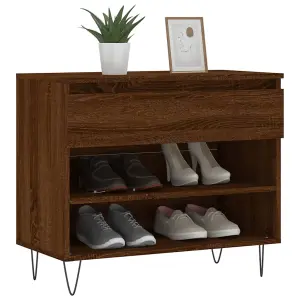 Berkfield Shoe Cabinet Brown Oak 70x36x60 cm Engineered Wood