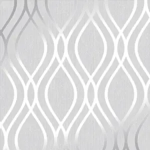 Camden Wave Wallpaper In Soft Grey And Silver