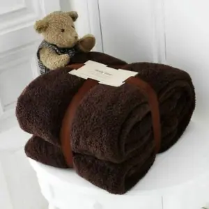 BLANKET THROW Teddy Bear Flannel Fleece Fluffy Fur Super Soft King 200 x 240 cm Brown