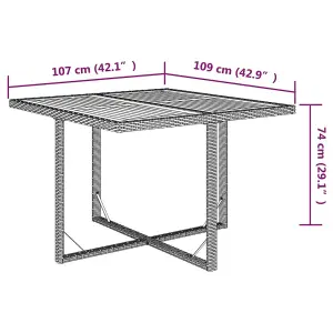 Berkfield Garden Table Beige 109x107x74 cm Poly Rattan&Solid Wood Acacia