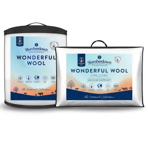 Wonderful Wool Super King Duvet Temp Regulating 7-9 Tog Mediumweight All Year 2 Wool Pillows 100% Wool Cotton Cover