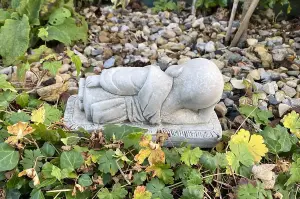 Charming Stone Cast Small Lying Monk in Robe