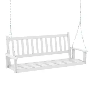 Costway 3-Person Porch Hanging Swing Chair Wooden Garden Swing Bench with Slatted Back