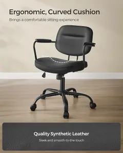 SONGMICS Desk Chair, Swivel Chair, Synthetic Leather Office Chair, Ergonomic Design, Ink Black