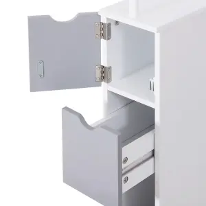 HOMCOM Tall Bathroom Storage Cabinet with Shelf and Drawers, White, Grey