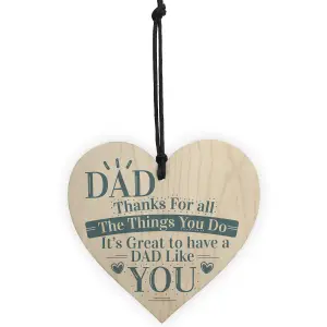 Red Ocean Dad Thank You Birthday Fathers Day Friendship Gift For Him Wooden Hanging Heart Sign Plaque