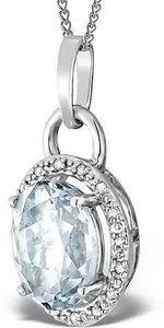 Aquamarine 2.69Ct And Diamond 9K White Gold Pendant Necklace