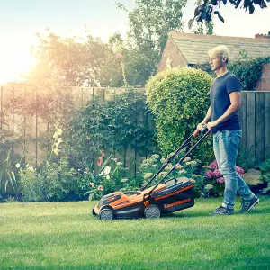 LawnMaster MX 24V 34cm Cordless Lawnmower with Rear Roller and Spare Battery - 2 Year Guarantee