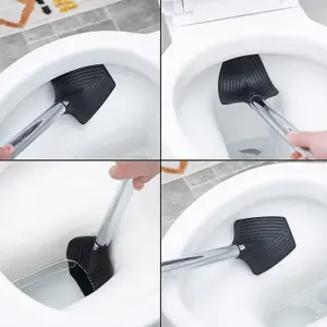 Bristle-Free Silicone Spatula Toilet Brush with Long Handle - Hygienic, Drip Free, Grooved Cleaning Tool - Measures 41cm