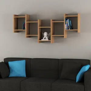 Dillow 10 Piece Floating Shelf Modern Wall-Mounted Storage and Display Oak