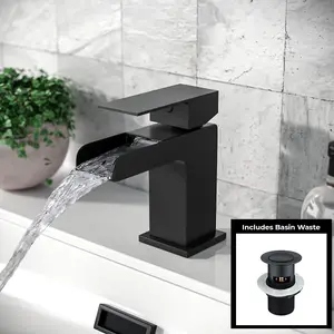 Nes Home Ozone Basin Mono Mixer Tap & Waste Matte Black