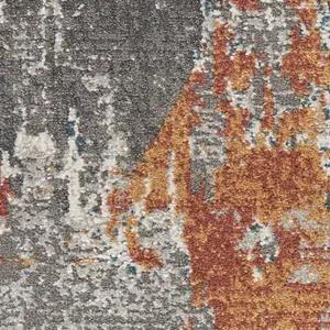 Grey Multicoloured Modern Abstract Easy To Clean Rug For Dining Room Bedroom & Living Room-66 X 229cm (Runner)