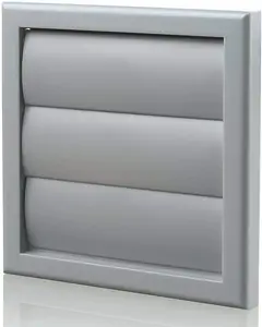 AirTech-UK Gravity Grille Grey 155mm External with 100mm - 4 inch Round Rear Spigot and Not-Return Shutters Ducting Air Vent