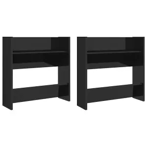 Wall Shoe Cabinets 2 pcs High Gloss Black 60x18x60 cm Engineered Wood