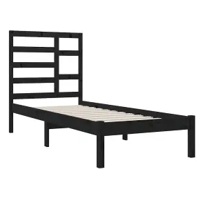 Berkfield Bed Frame Black Solid Wood 100x200 cm