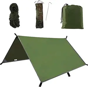 Camping Tent Tarp, 3m X 3m Hammock Rain Fly Tent Tarp, Waterproof Camping Tarpaulin Shelter Windproof Snowproof Camping Shelter Portable Lightweight