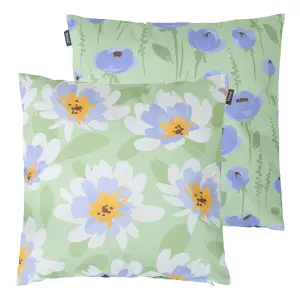 Veeva Meadow Print Set of 2 Green Outdoor Cushion