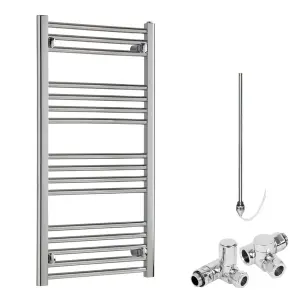 Bray Dual Fuel Heated Towel Rail, Straight, Chrome - W500 x H1000 mm