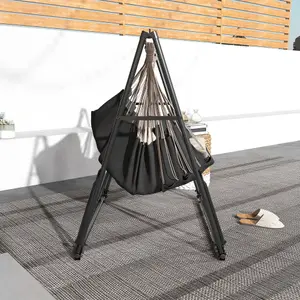 Outsunny Foldable Hammock Stand, 2 in 1 Hammock Net Stand, Hammock Chair Stand