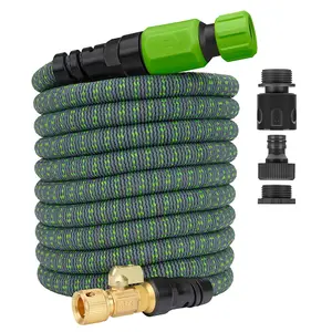 Hydrotech Premium Burst Proof Expandable Garden Hose - 15m / 50ft - Flexible Durable & Lightweight - Green