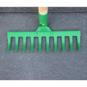 Steel Garden Rake for Hay, Leaves, Lawn, 25 cm / 10 in with 10 Tins, Ideal Gardening Tool (With Handle)